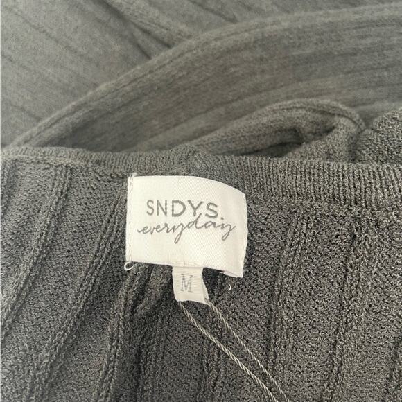 SNDYS Everyday Lounge x Revolve Baha Ribbed Knit Wide Leg Pants Black Medium NWT - Picture 7 of 16